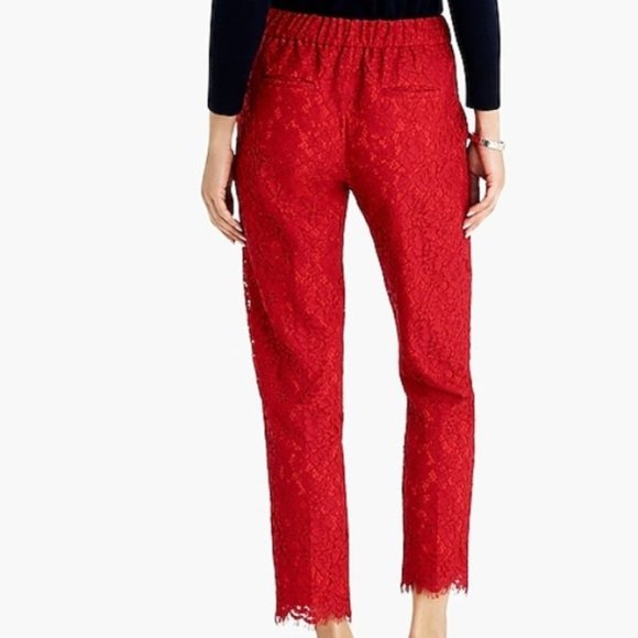 J.Crew Easy Pant in Red Lace petite F9522 in Festive red size 2p - Picture 5 of 6